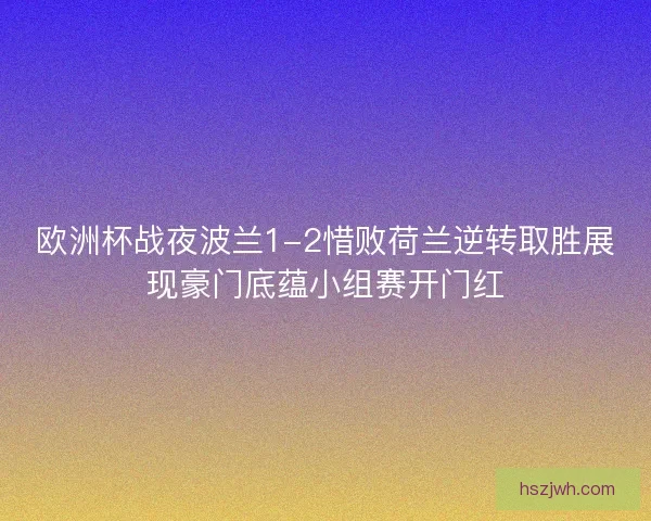 欧洲杯战夜波兰1-2惜败荷兰逆转取胜展现豪门底蕴小组赛开门红